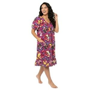 Anthony Richards VTG Purple Painted Floral Mumu Patio Dress Midi Women's Size XL